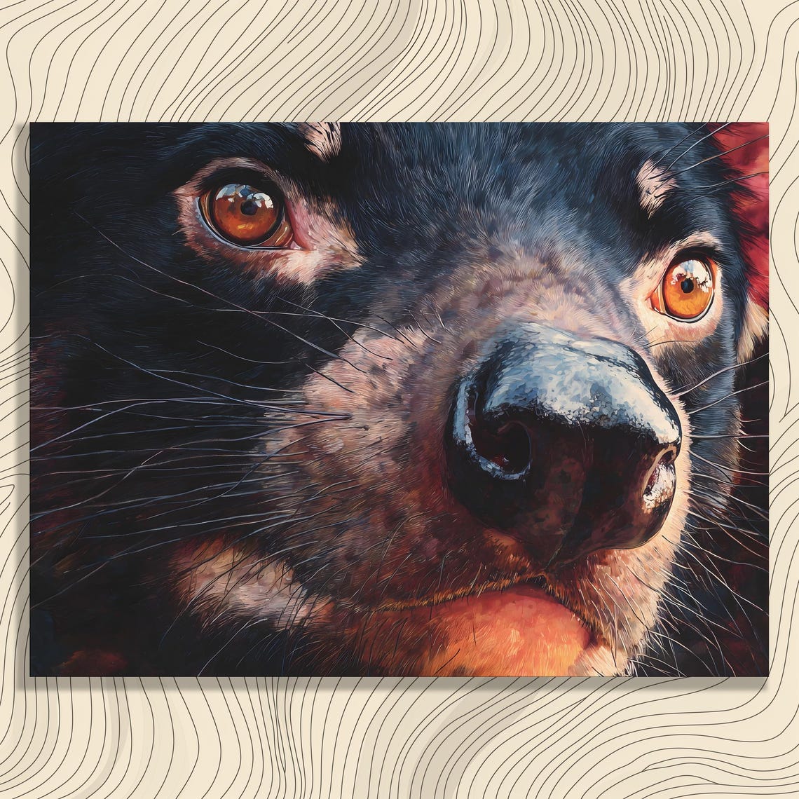 Tasmanian Devil Close Up Portrait Hyperrealistic Wildlife Print