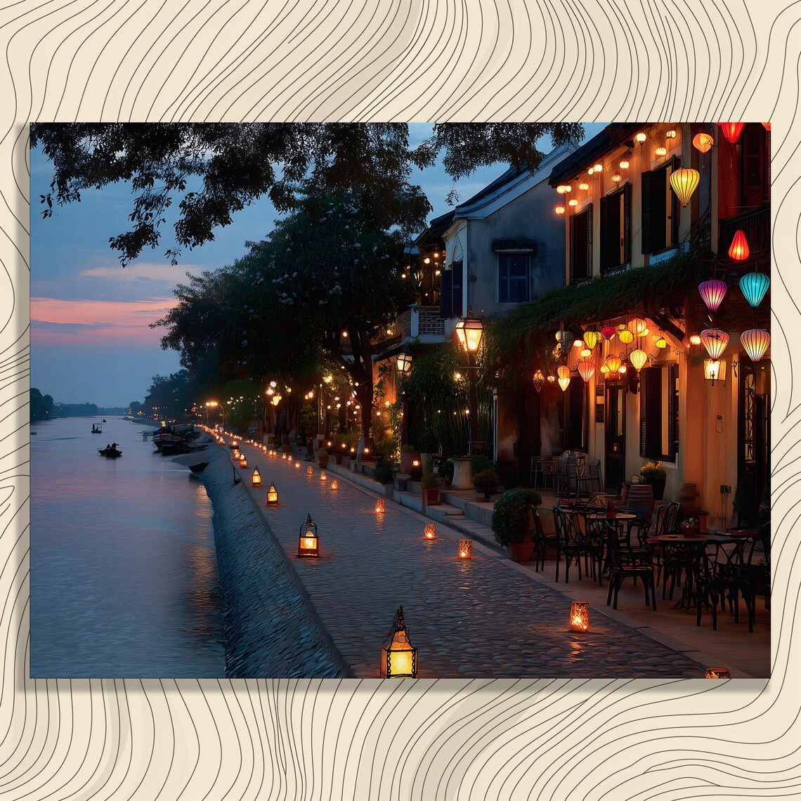Hoi An Vietnam Lantern Lit Riverside Street At Dusk Photography Poster