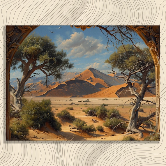 Namib Desert Namibia Dune Painting African Wildlife Art Poster