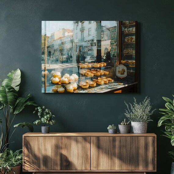 Lisbon Bakery Pastel De Nata Golden Sunlit Window Scene Poster