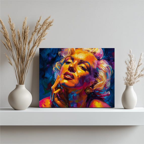 Colorful Female Portrait Canvas Wall Art Modern Fauvist Painting Contemporary Woman Face Print Fashion Beauty Decor Bold Color