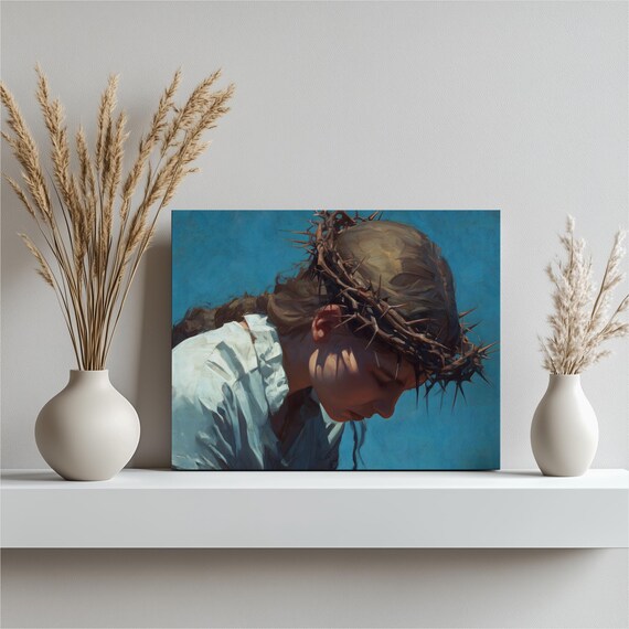 Crown of Thorns Christian Devotional Portrait Poster Faith Artwork