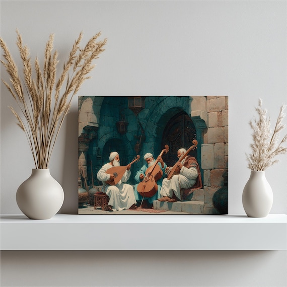 Arab Musicians Courtyard Oud Players Traditional Middle East Poster