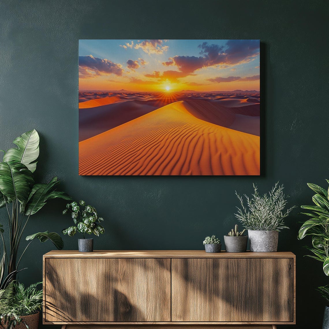 Desert Sand Dunes at Sunrise Golden Light Photography Poster