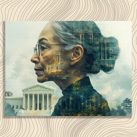 Ruth Bader Ginsburg Canvas Wall Art Modern Double Exposure Portrait Cityscape Nature Print Gender Equality Law Decor Gift For Collectors