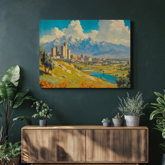 Kazakhstan Canvas Wall Art Modern Nur Sultan Skyline And Vast Steppe Landscape Decor Home Living Room Decoration