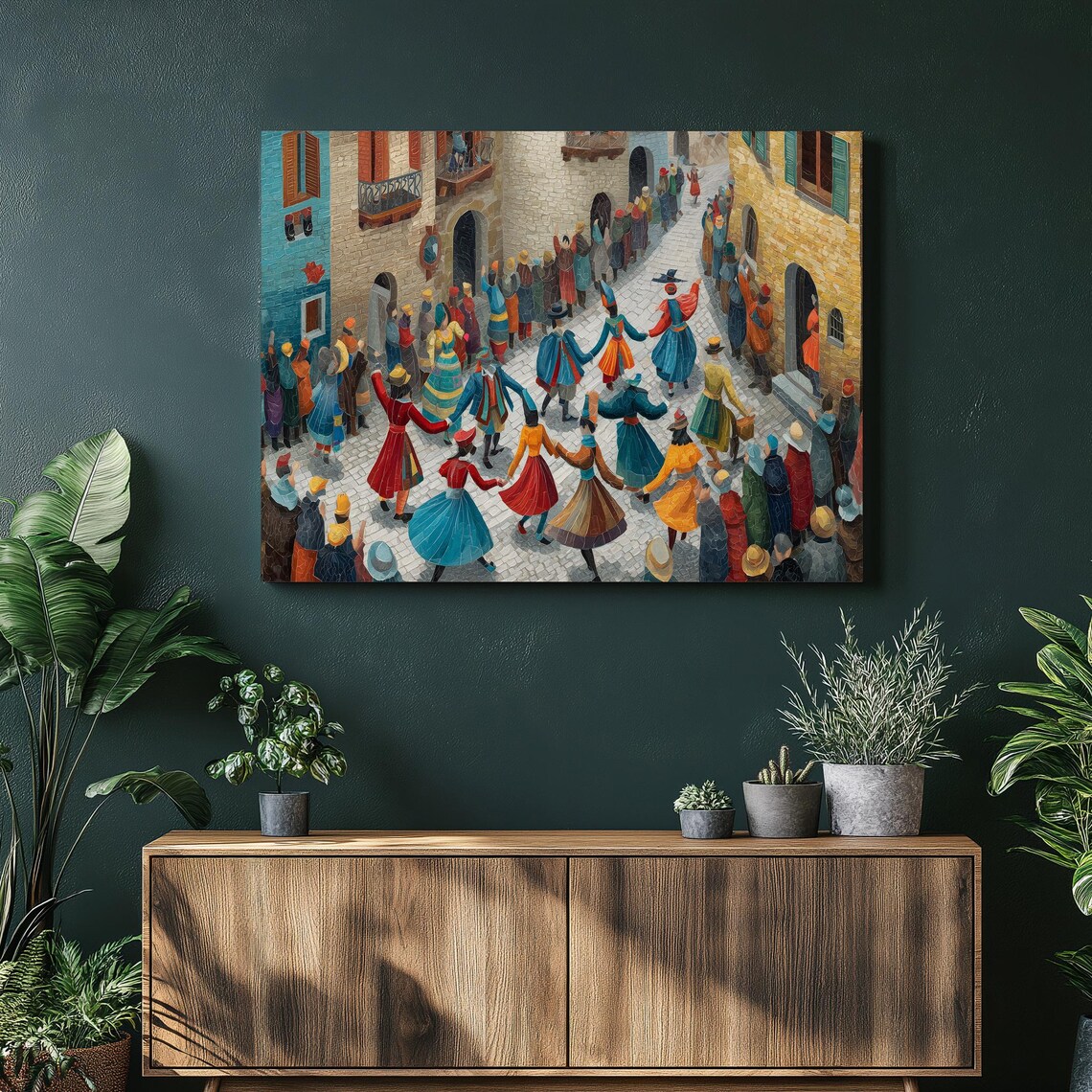 European Village Festival Traditional Folk Dance Scene Poster