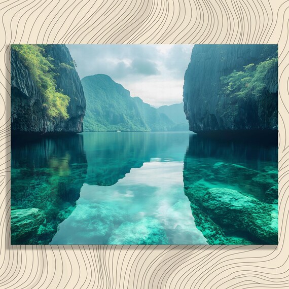 Tropical Lagoon Limestone Cliffs Turquoise Water Paradise Poster