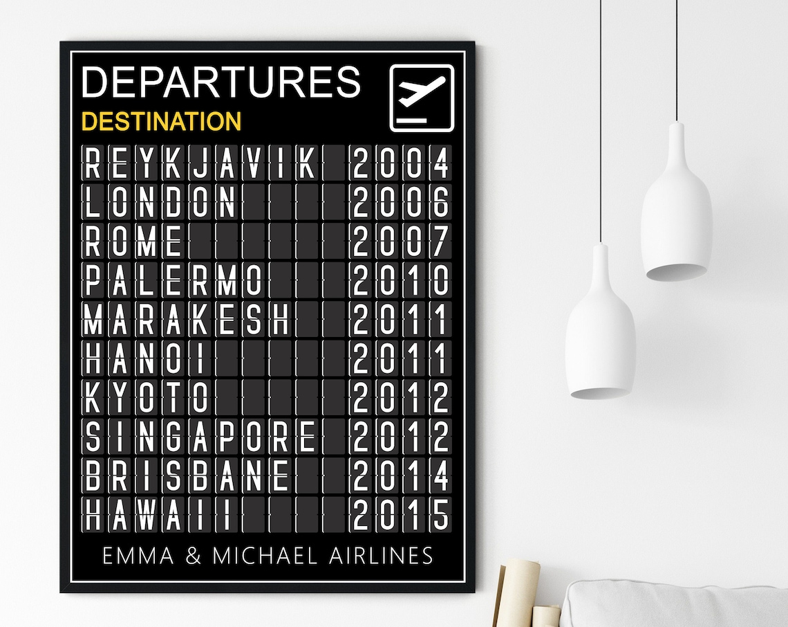 Personalized Custom Travel Poster, Airport Departure Board