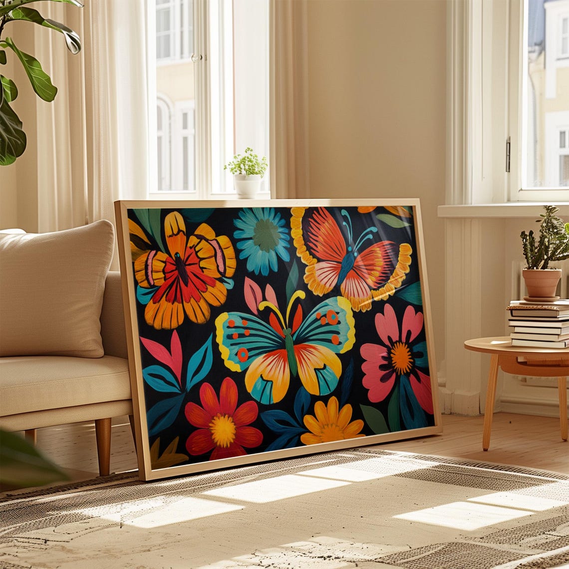 Print Butterfly Portrait Painting Mexican Wall Art New Listing 23 - Image 4
