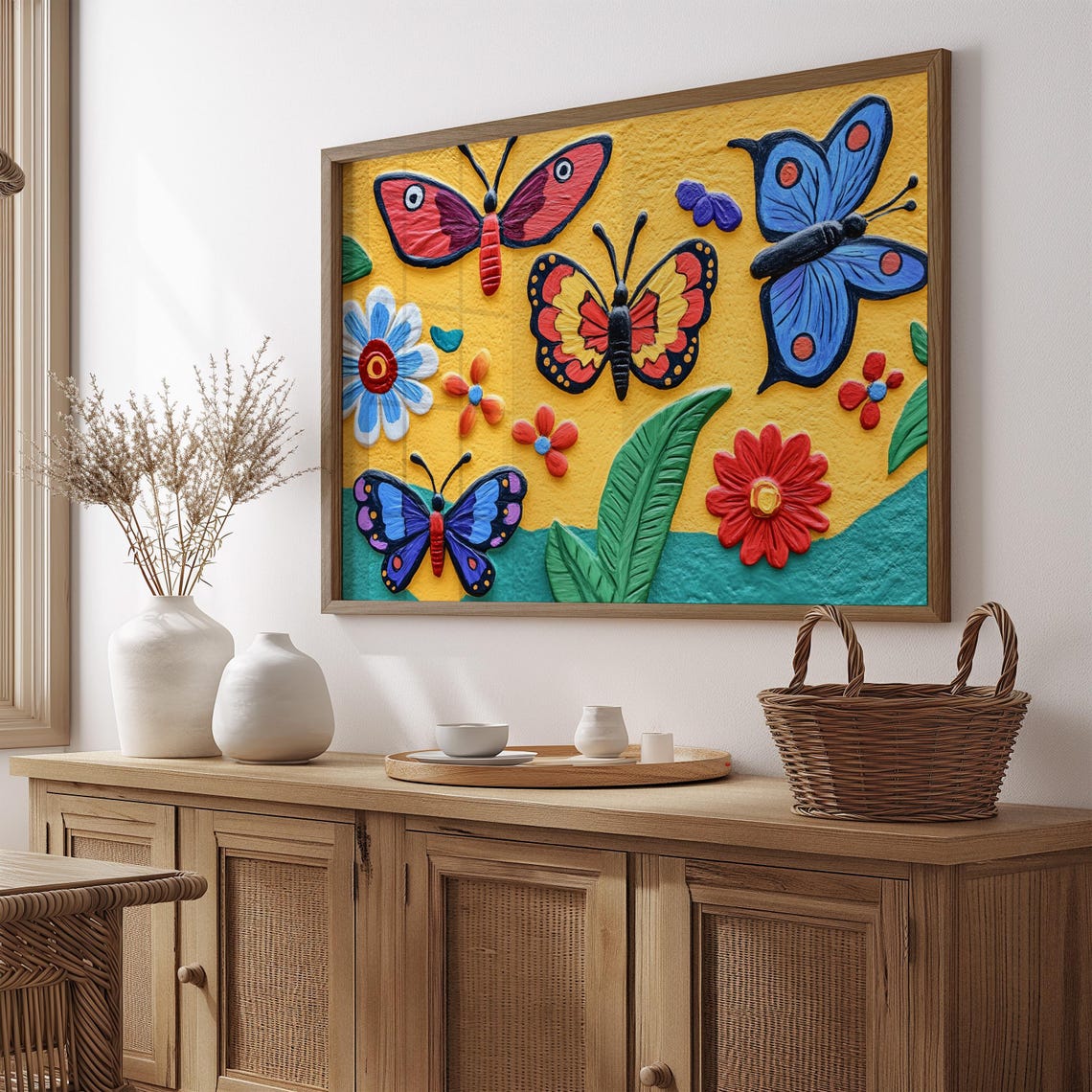 Print Butterfly Portrait Painting Mexican Wall Art New Listing 21