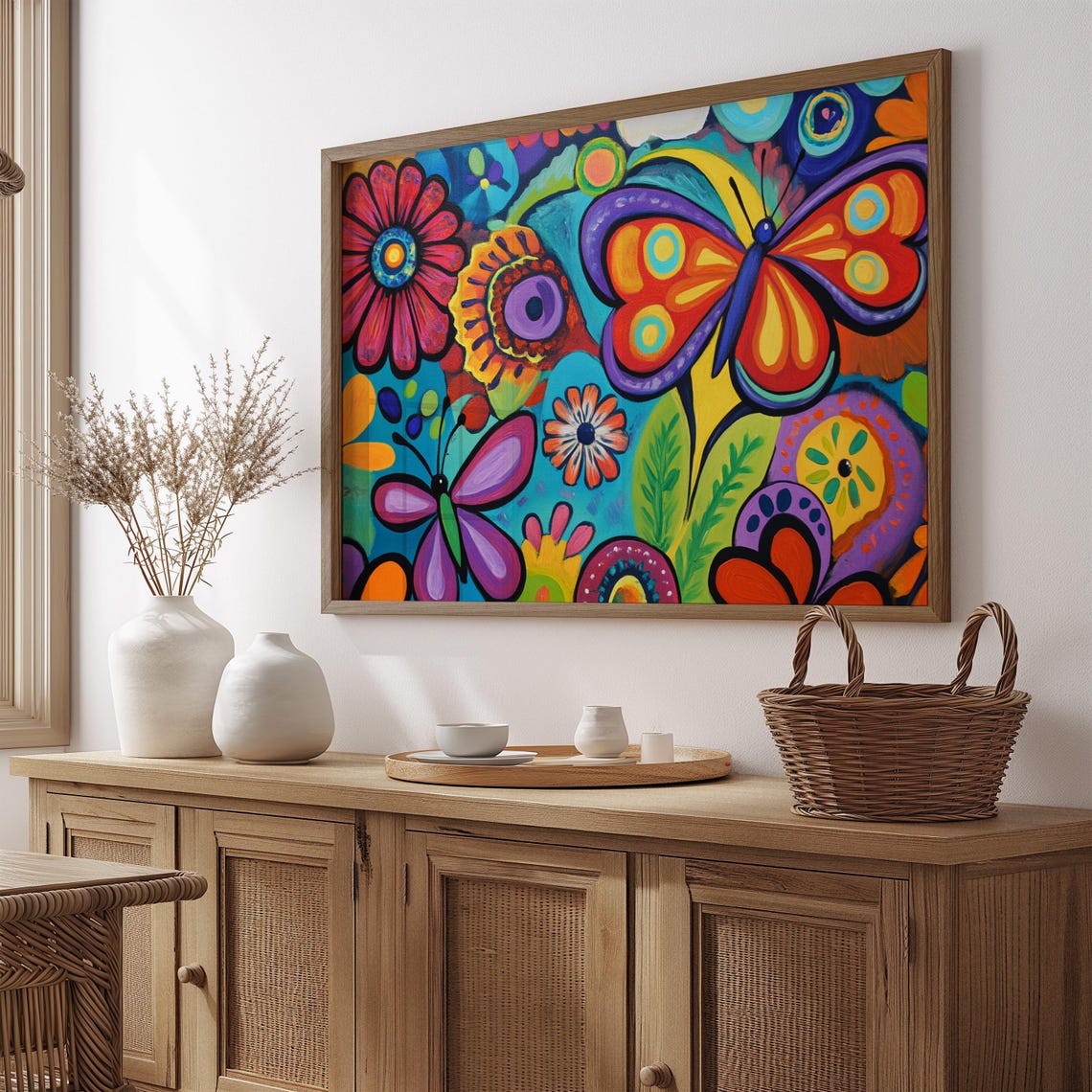 Print Butterfly Portrait Painting Mexican Wall Art New Listing 6
