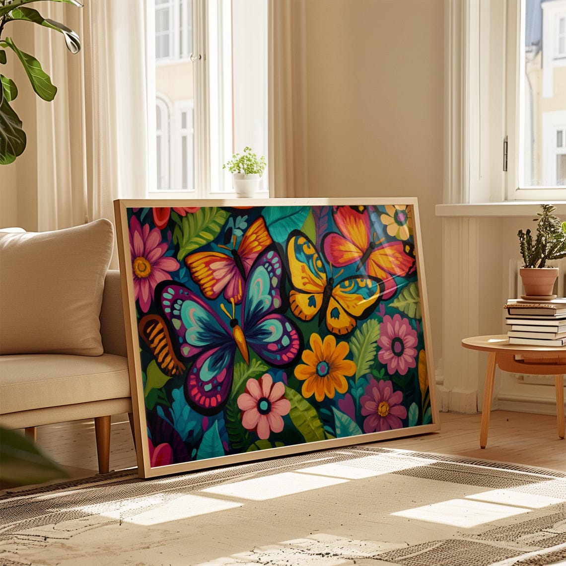 Print Butterfly Portrait Painting Mexican Wall Art New Listing 33 - Image 4