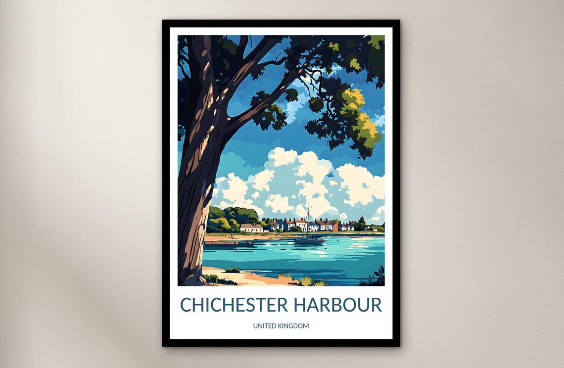 Chichester Harbour England Sailboats Waterfront Travel Poster