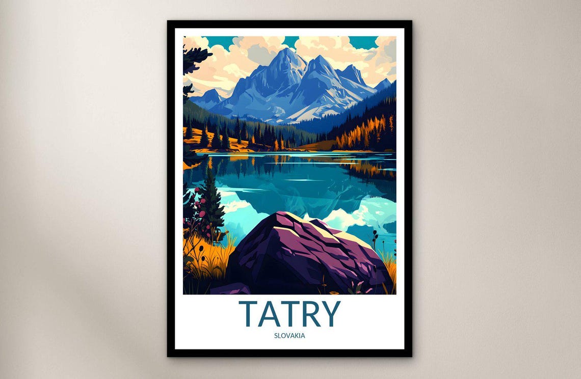 Tatry Slovakia Alpine Mountain Lake Reflection Scenic Travel Poster