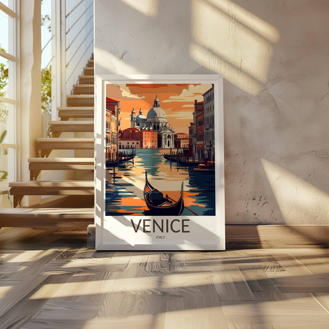 Venice Italy Sunset Gondola Canal Grand Church View Travel Poster - Image 3