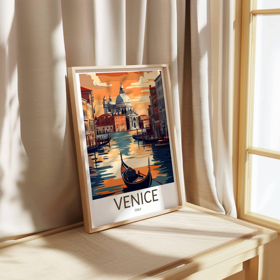 Venice Italy Sunset Gondola Canal Grand Church View Travel Poster - Image 4