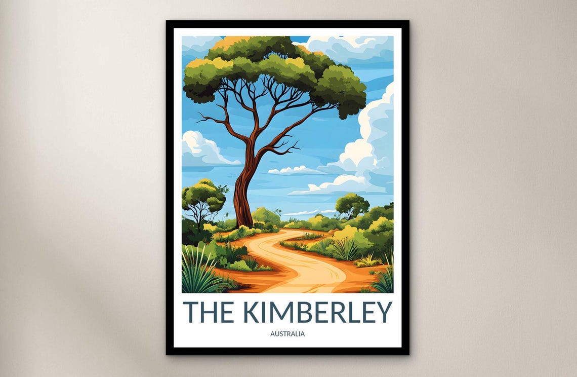 The Kimberley Australia Outback Red Road Retro Travel Poster