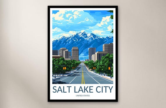Salt Lake City Travel Poster Wall Art Print United States Home Decor Gift North America Illustration