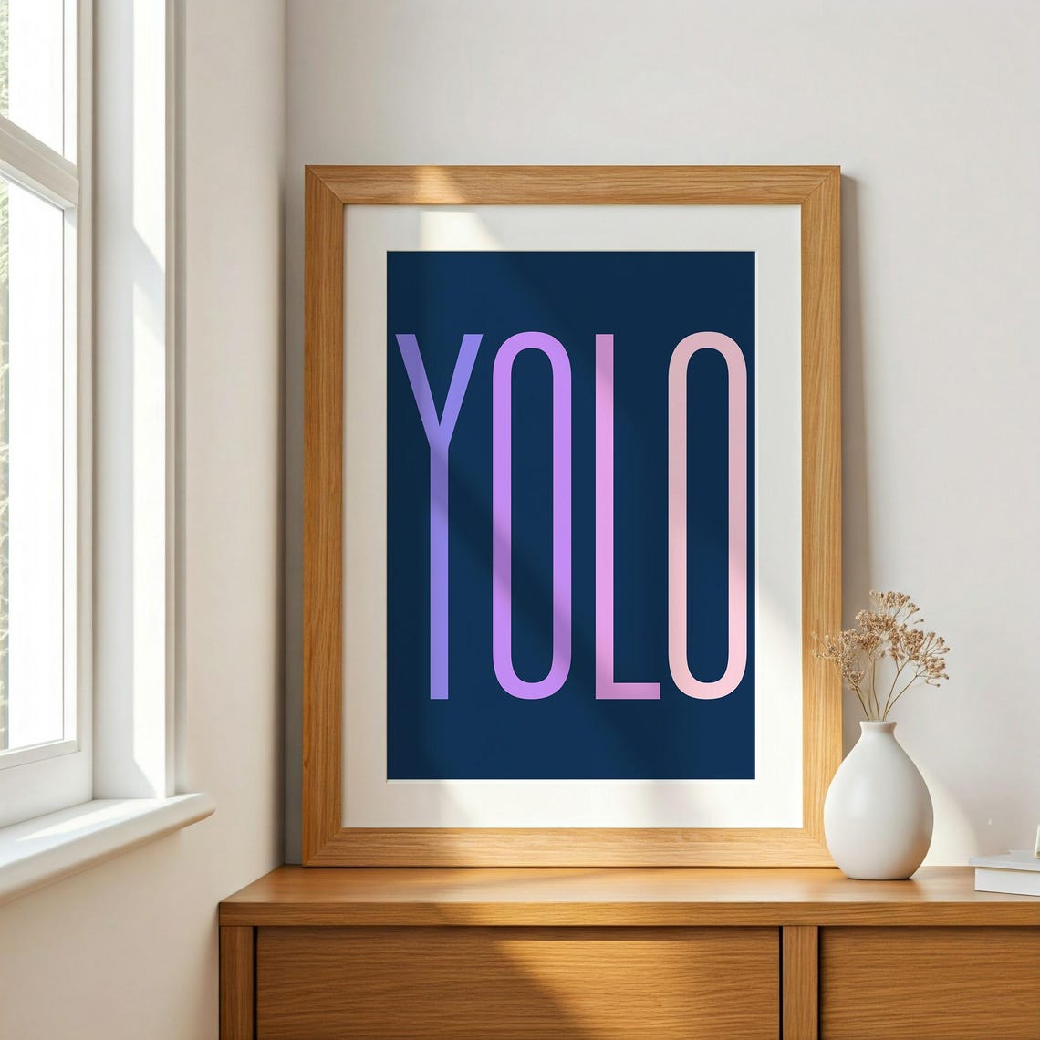 YOLO You Only Live Once Purple Pink Motivational Quote Poster