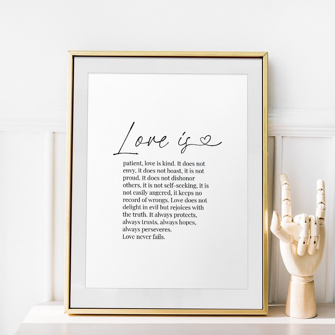 Valentines Gift For Her Love Is Patient Love Is Kind Bible Verse Poster Valentines Day Gift Wall Art - Image 2