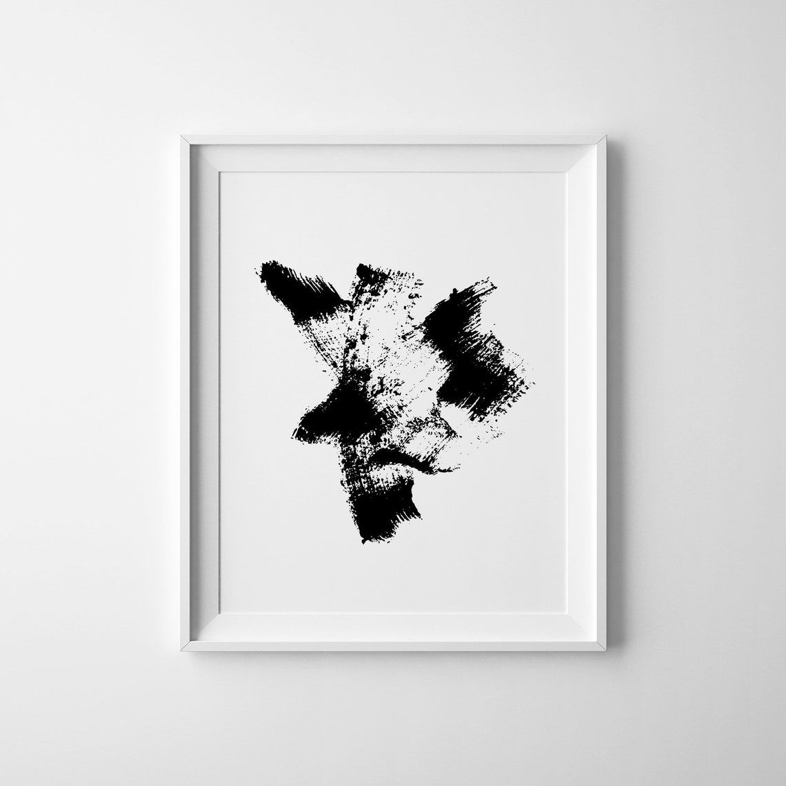 Abstract Black Brush Strokes Monochrome Modern Ink Art Poster