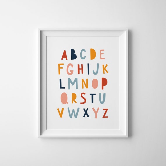 Alphabet Poster Abc Print Wall Art Kids Room Art Educational Print Classroom Wall Decor