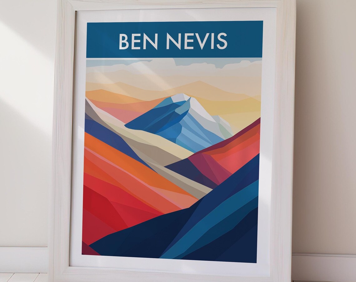 Ben Nevis Scotland Geometric Peak Bold Modern Mountain Art Wall Poster - Image 3