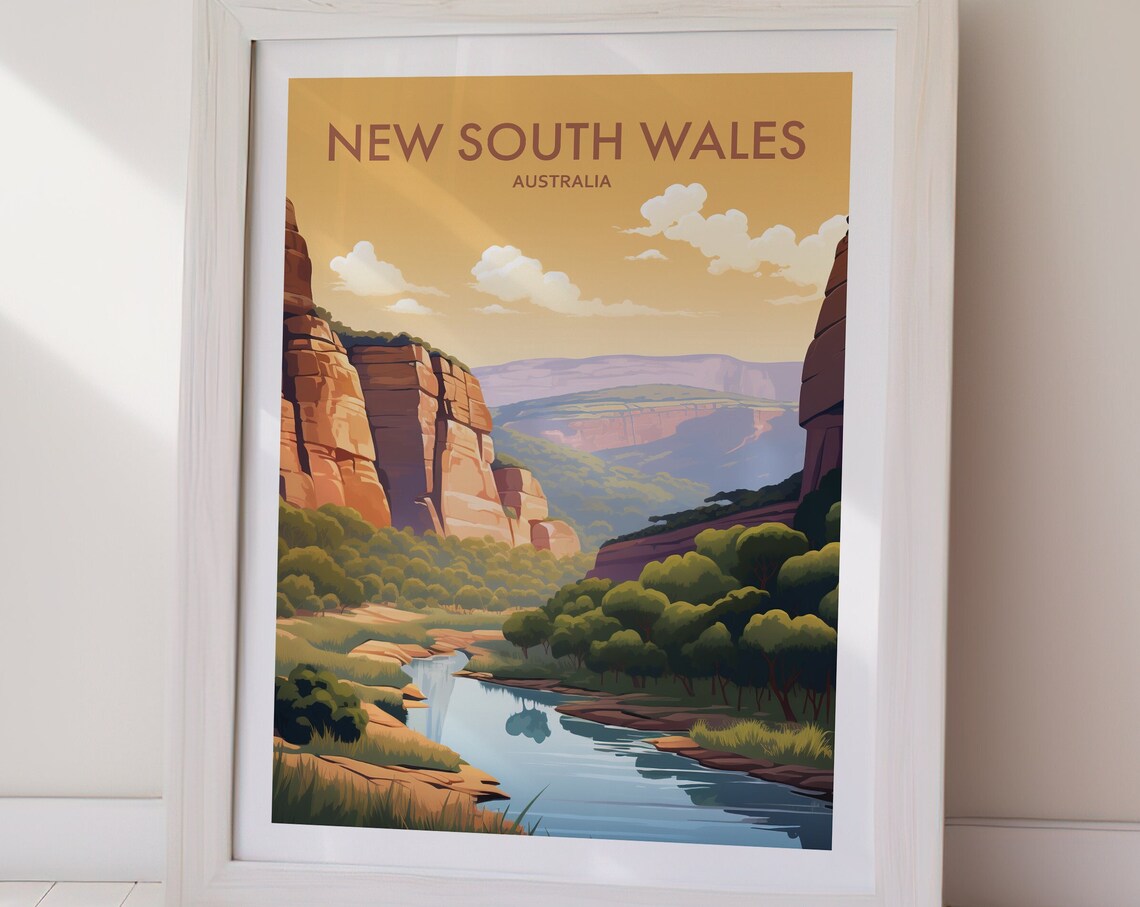 New South Wales Australia Canyon River Vintage Travel Poster - Image 3