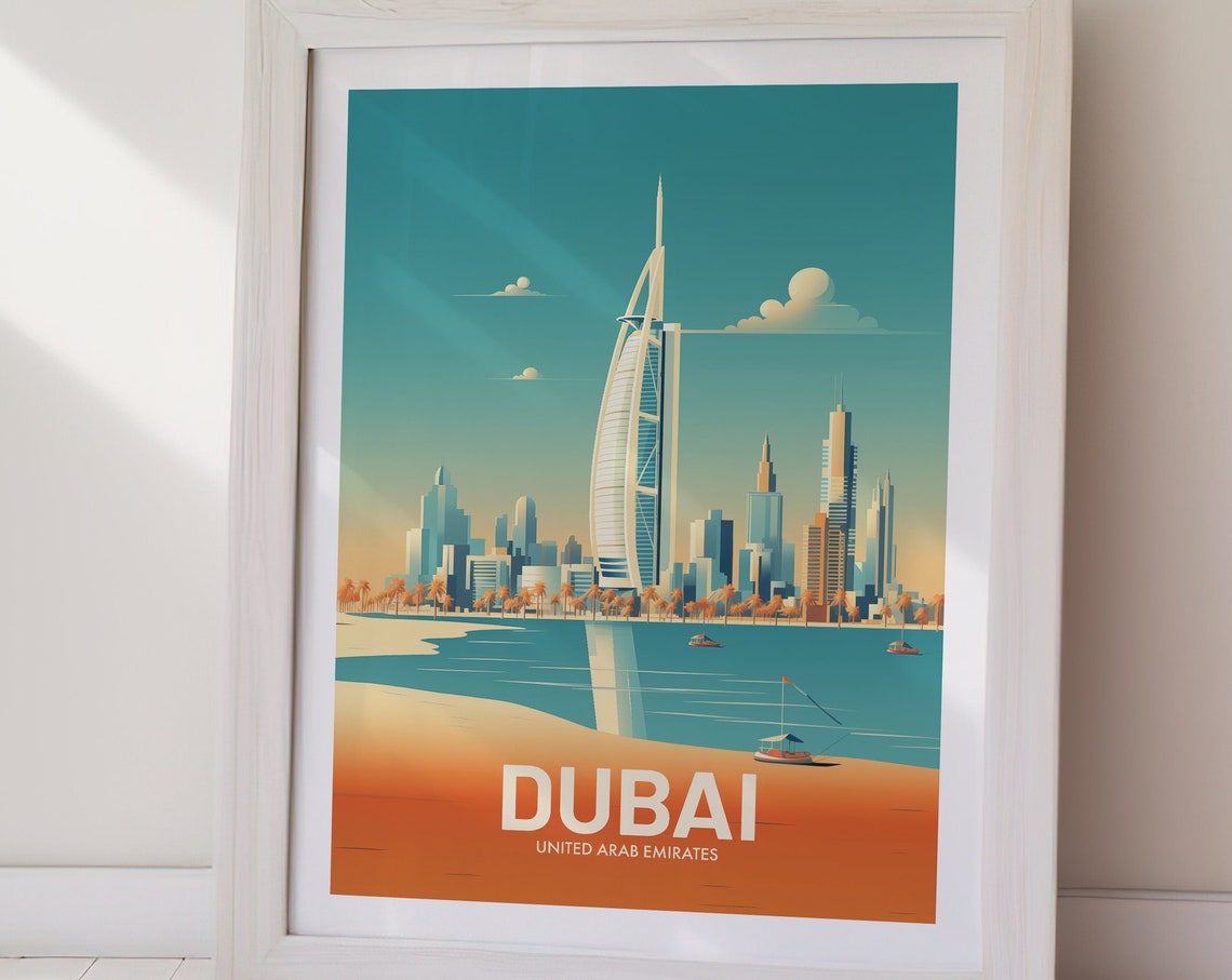 Dubai United Arab Emirates Skyline Burj Al Arab Travel Poster - Image 3