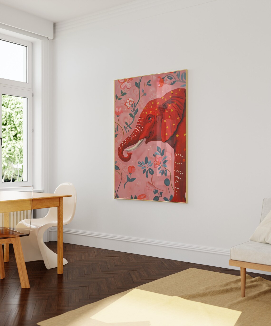 Floral Indian Elephant Folk Art Wall Art Print - Image 4