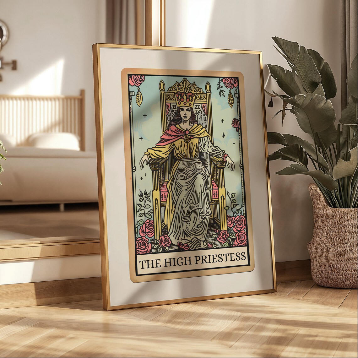 High Priestess Tarot Card, Boho Spiritual Art Print - Image 4