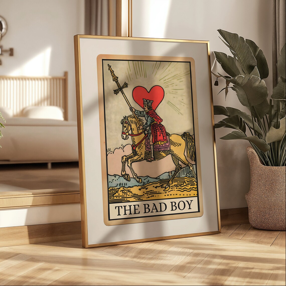 The Bad Boy Tarot Card Vintage Knight on Horseback Heart Print - Image 3