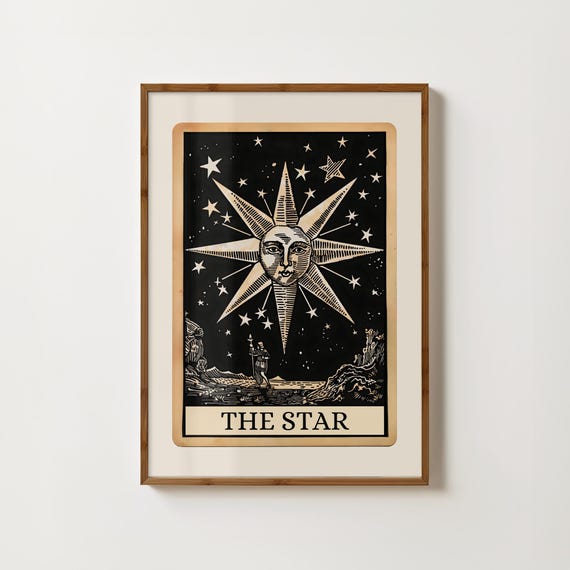 The Star Tarot Card, Mystical Boho Wall Art Print