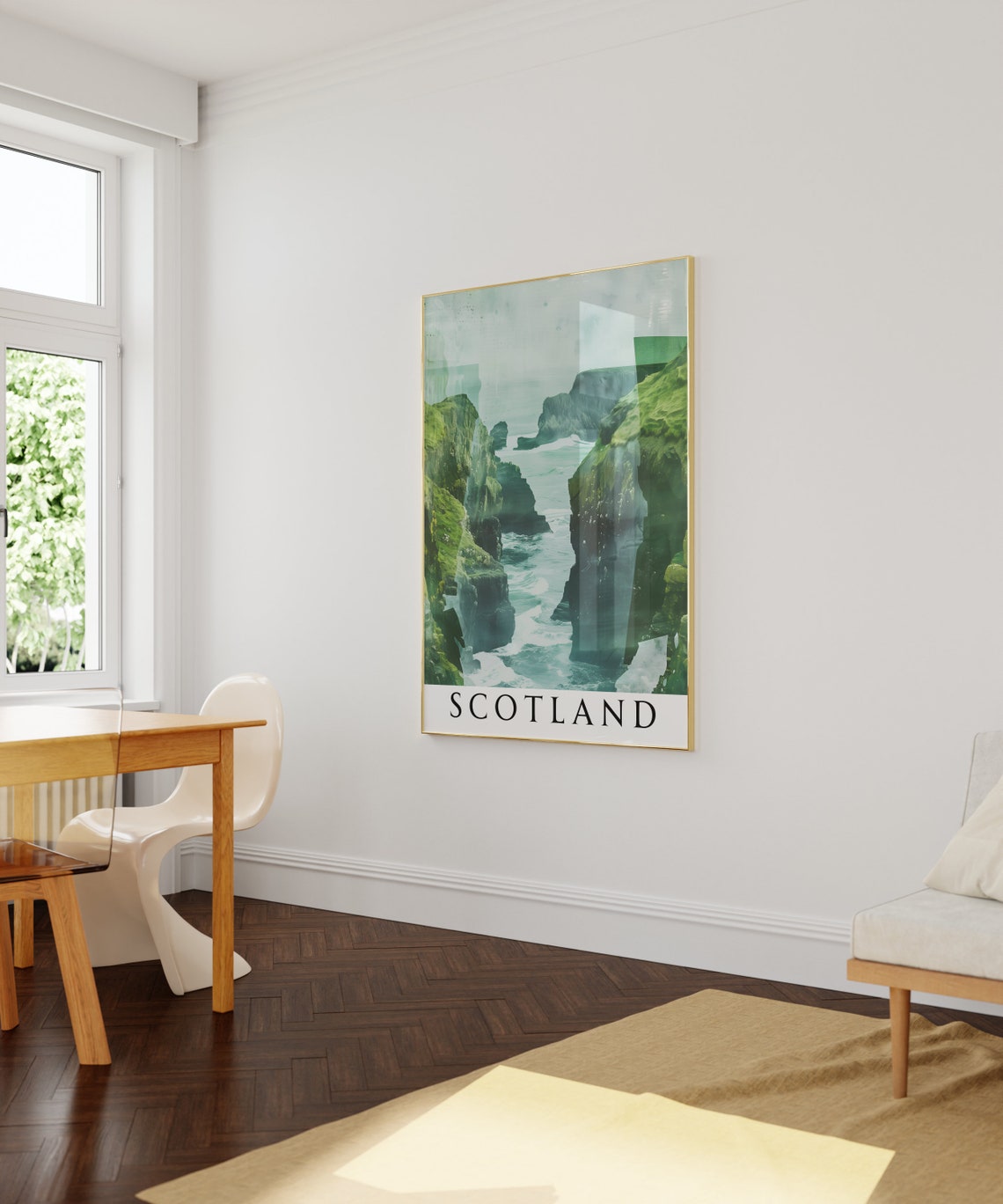 Scotland Dramatic Green Sea Cliffs Misty Coastal Travel Poster - Image 4