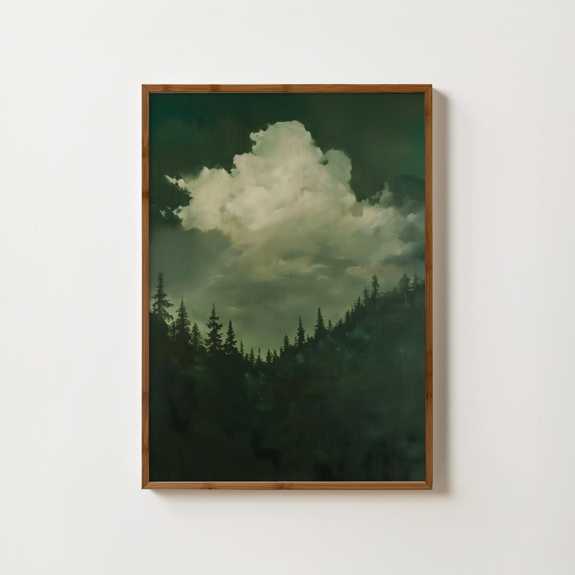 Moody Cloud Print Dark Forest Painting Cloud Wall Art Night Sky Poster Forestcore Print Moody Nature Art Dark Academia Wall Art Gothic Decor