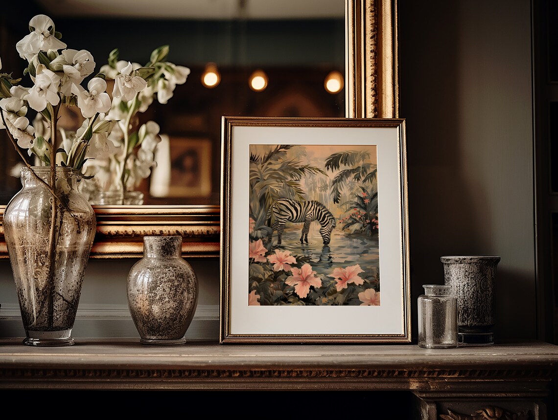 Zebra Jungle Print, Vintage Botanical Safari Poster - Image 3