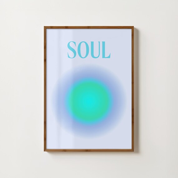 Soul Mind Body Blue Green Aura Gradient Calm Meditation Poster