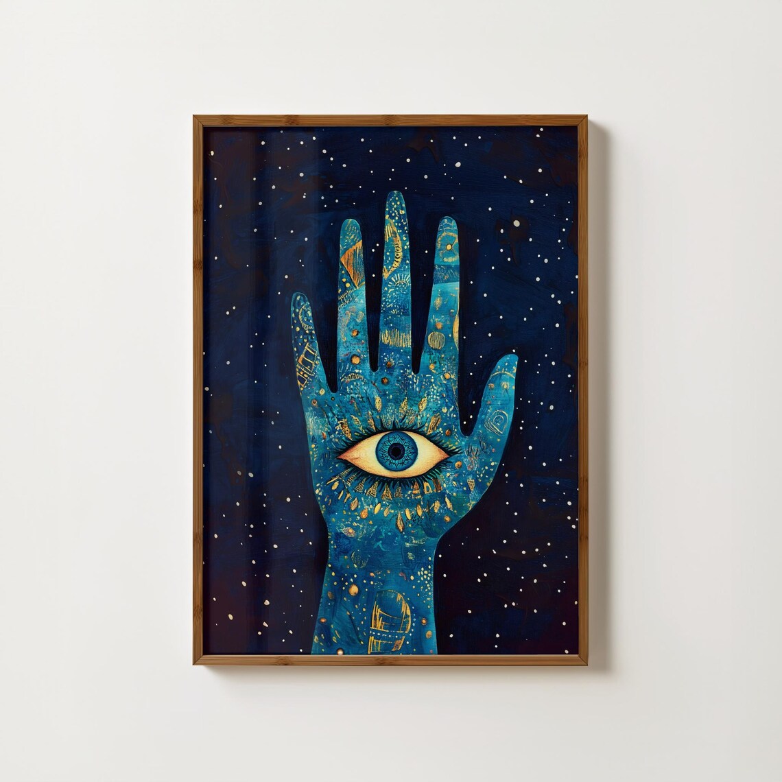 Starry Evil Eye Spiritual Art Print, Maximalist Nazar