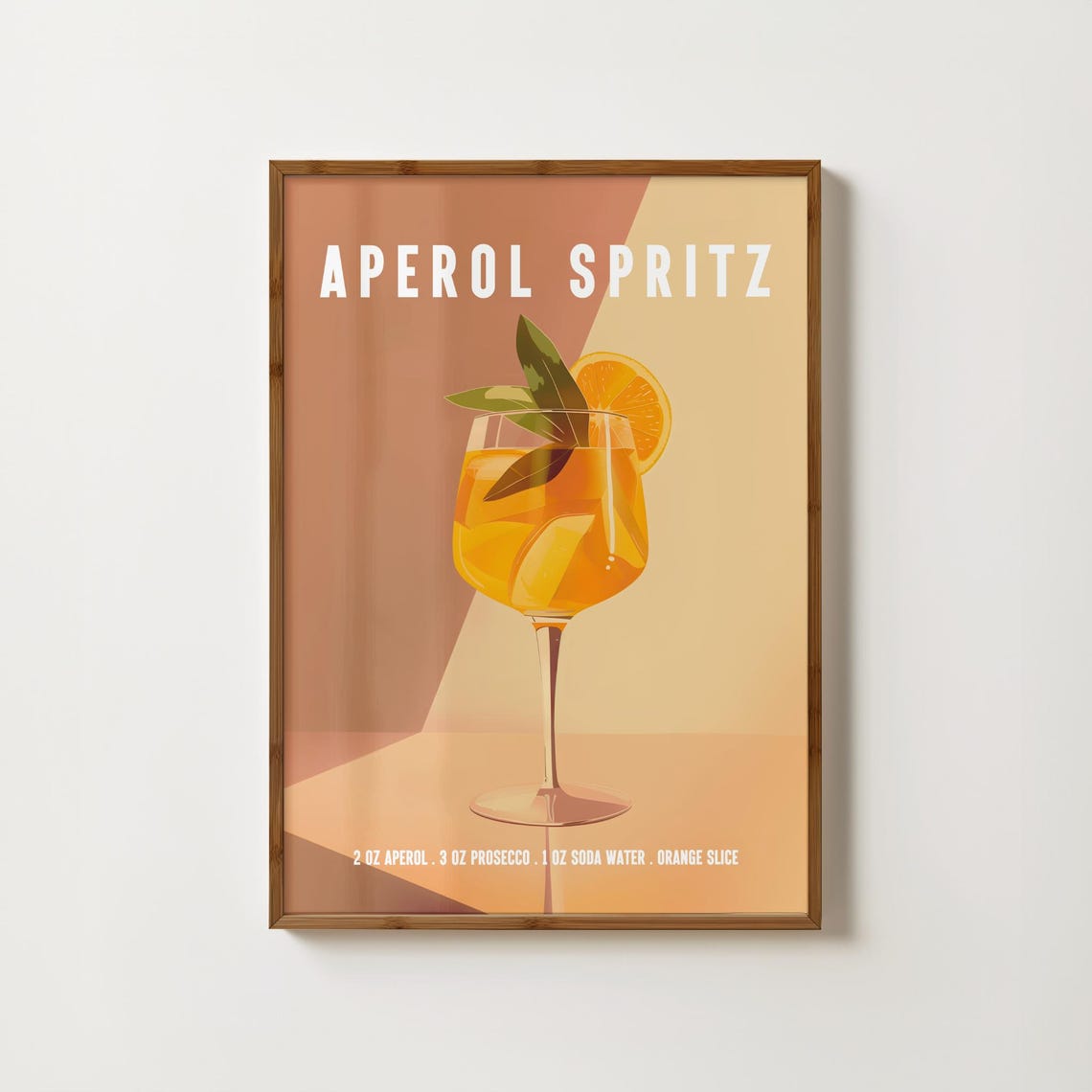 Aperol Spritz Classic Cocktail Recipe Retro Italian Bar Cart Poster
