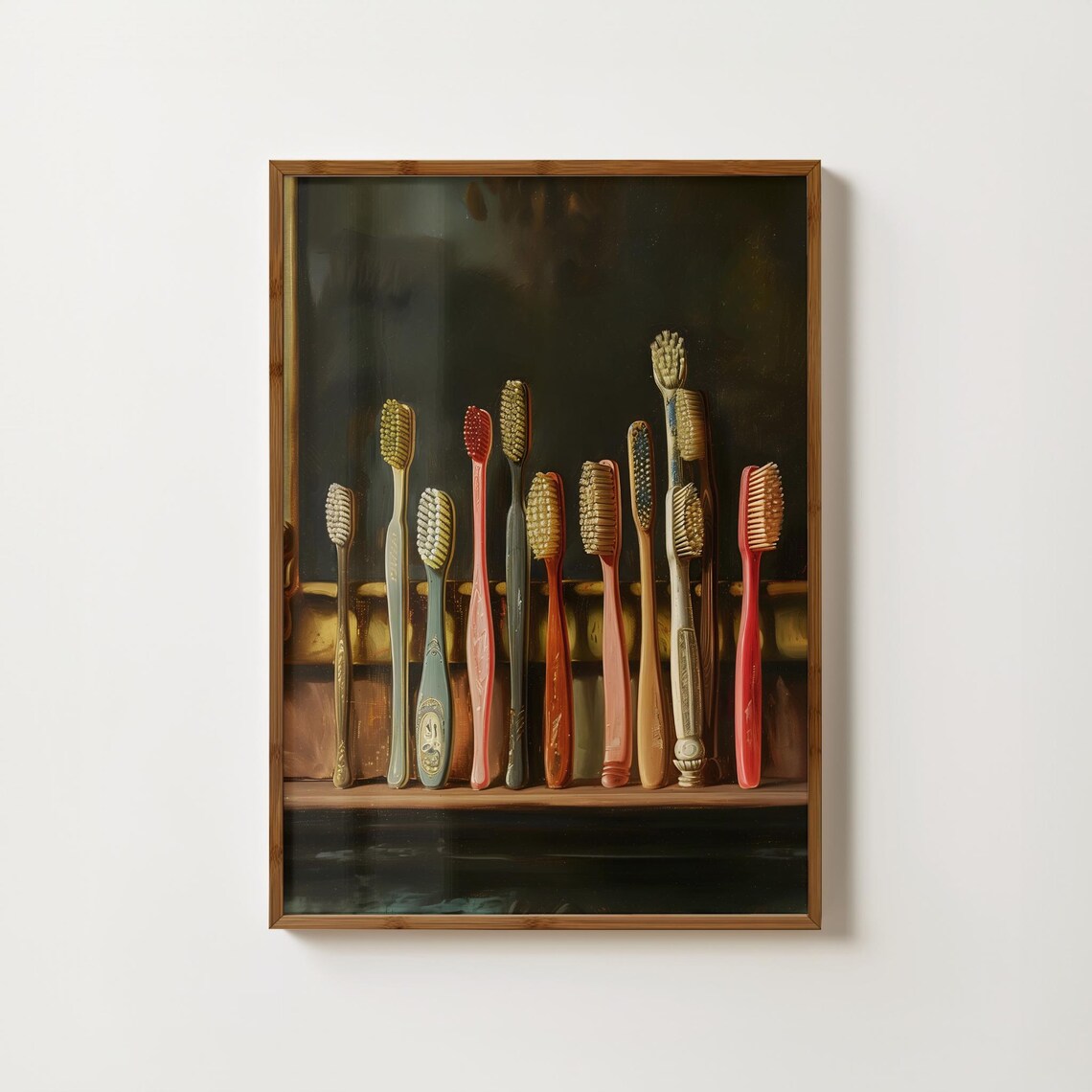 Vintage Toothbrush Bathroom Humor Wall Art Print