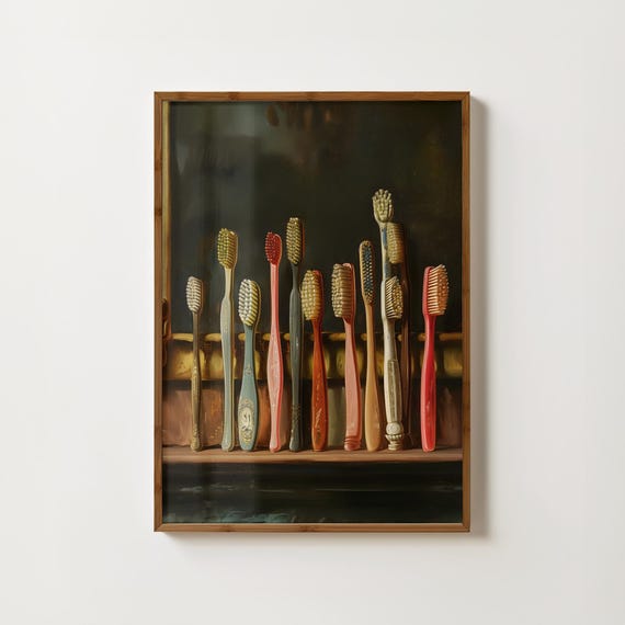 Vintage Toothbrush Bathroom Humor Wall Art Print