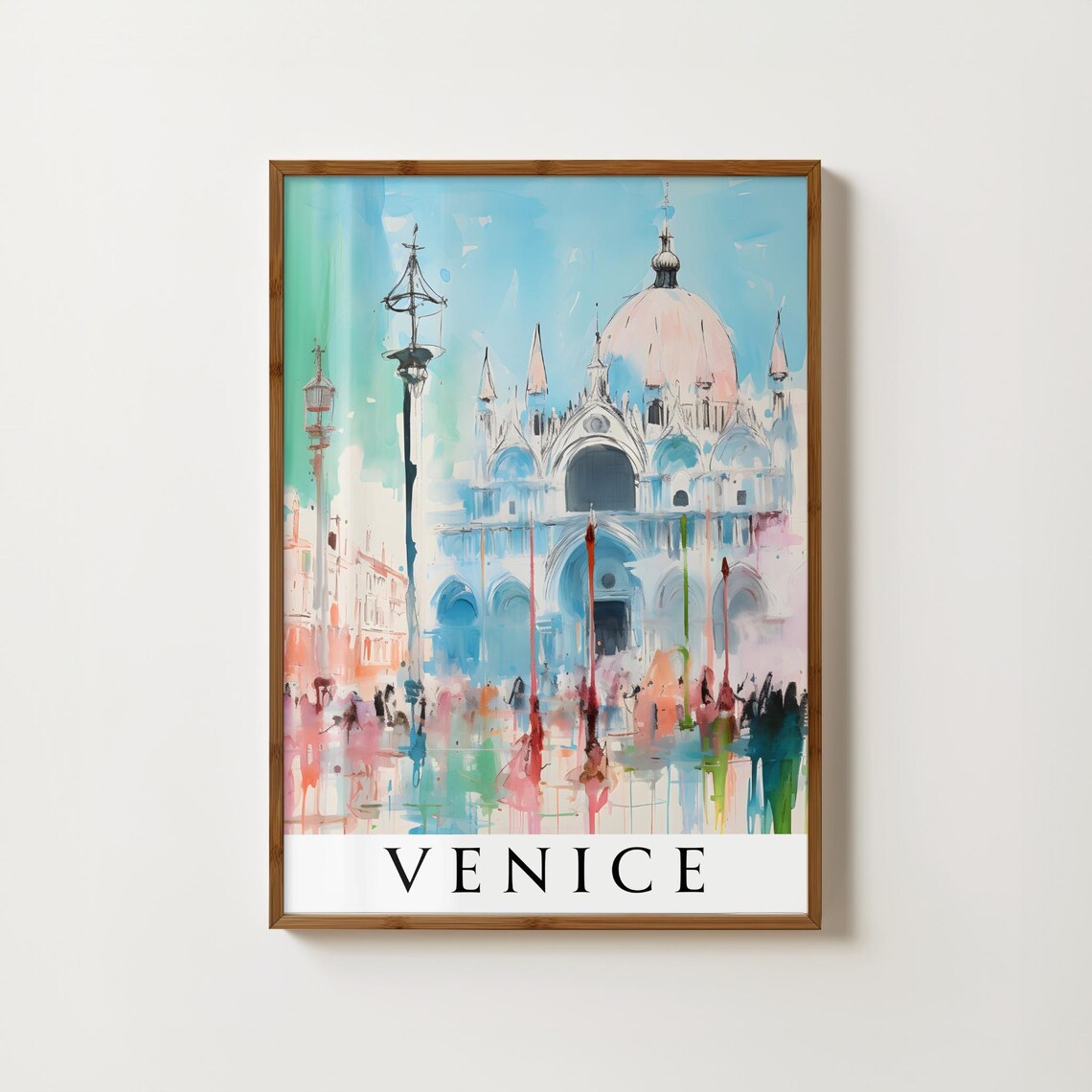 Venice St Marks Basilica Watercolor Italy Travel Wall Poster