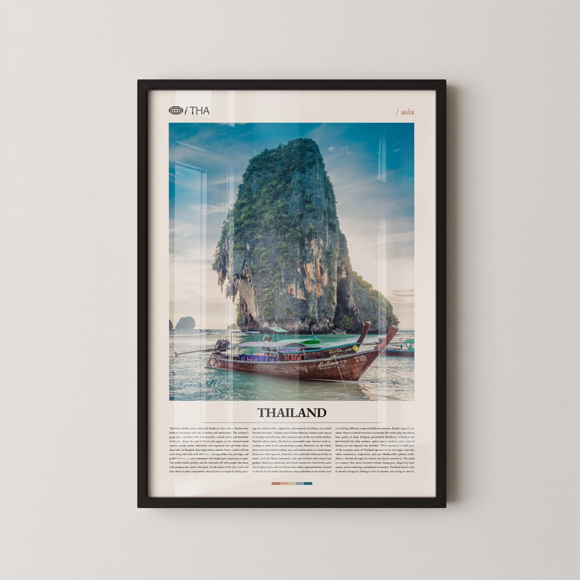 Thailand Twin Longtail Boats Anchored Beneath Tall Karst Poster