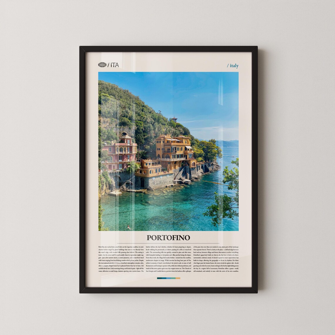 Portofino Italy Harbor Photo Poster Coastal Village Ligurian Decor
