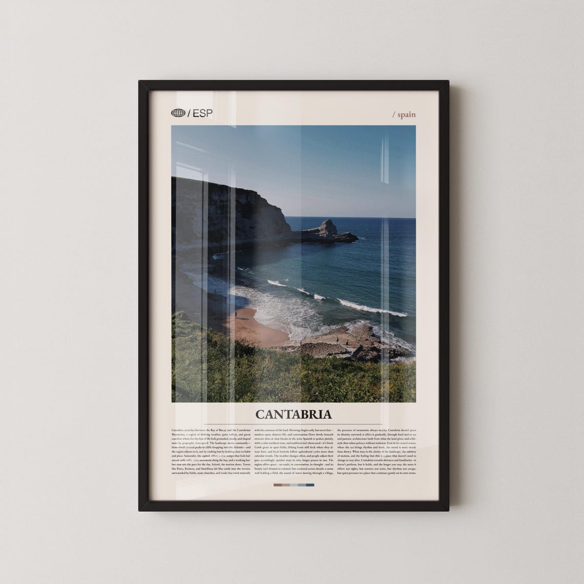 Cantabria Spain Dramatic Coastal Cliff and Beach Photography Poster