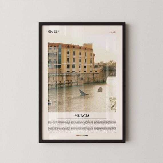 Murcia Spain Riverside Cityscape Photo Travel Poster With Lower Title Band