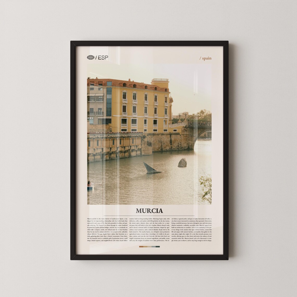 Murcia Spain Riverside Cityscape Photo Travel Poster With Lower Title Band
