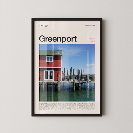 Greenport New York Harbor Dock Boathouse Photo Travel Poster