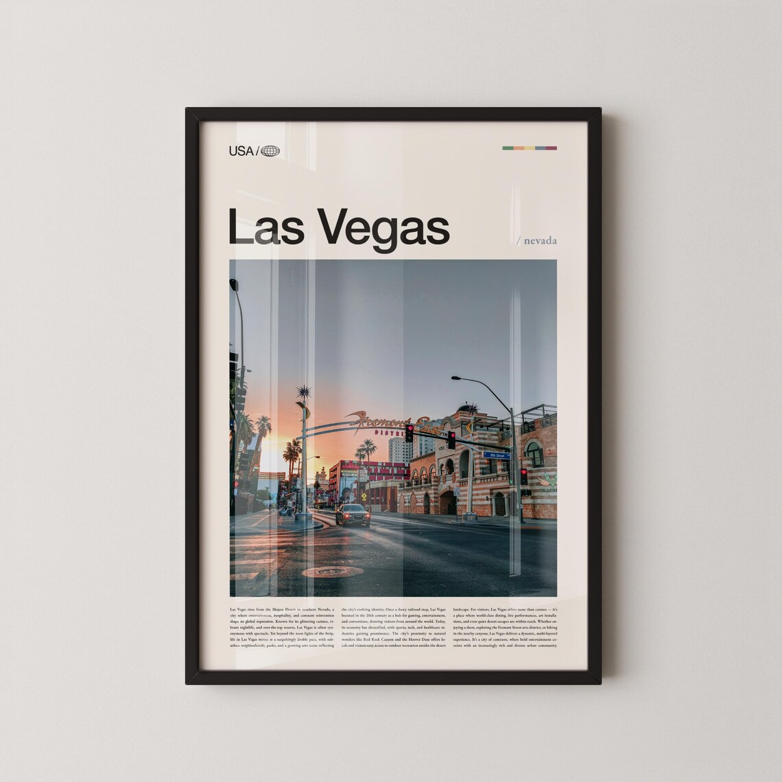 Las Vegas Fremont Street Sunset Cityscape Nevada Travel Photo Poster